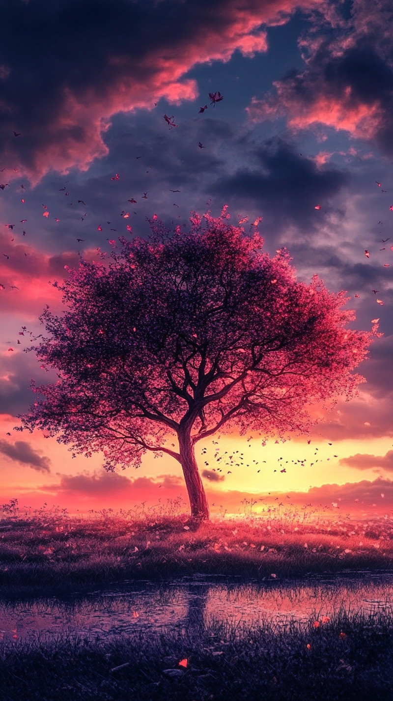 Crimson Sunset Tree