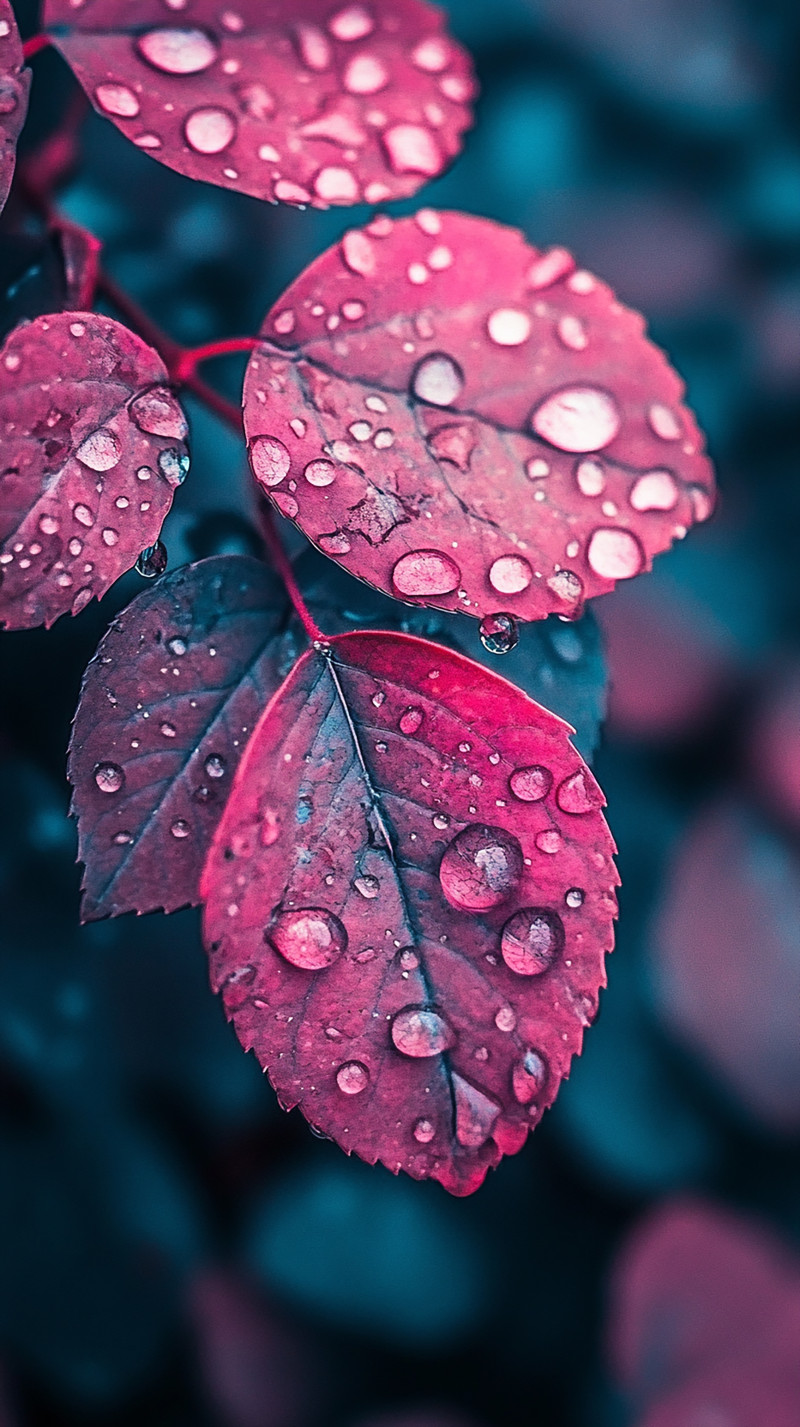 Dewy Crimson Leaves