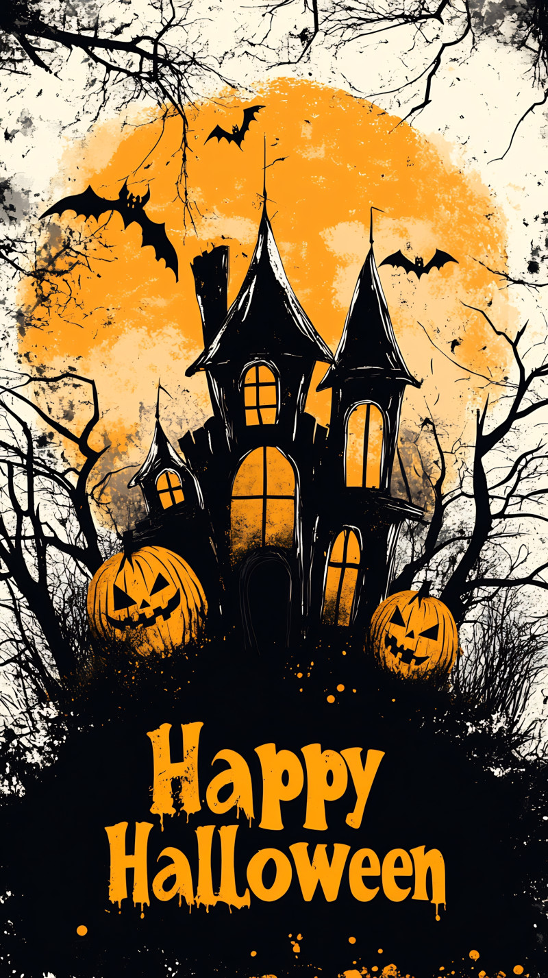 Happy Halloween Spooky Haunted House and Moon