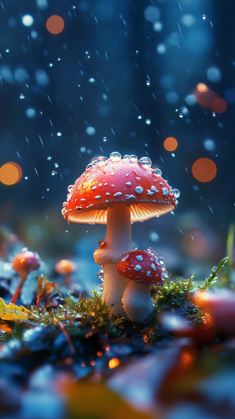 Magical Mushrooms in the Rain