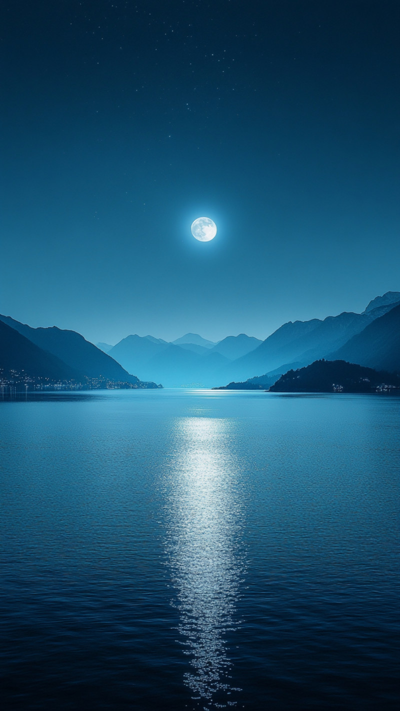 Moonlit Mountain Lake Serenity