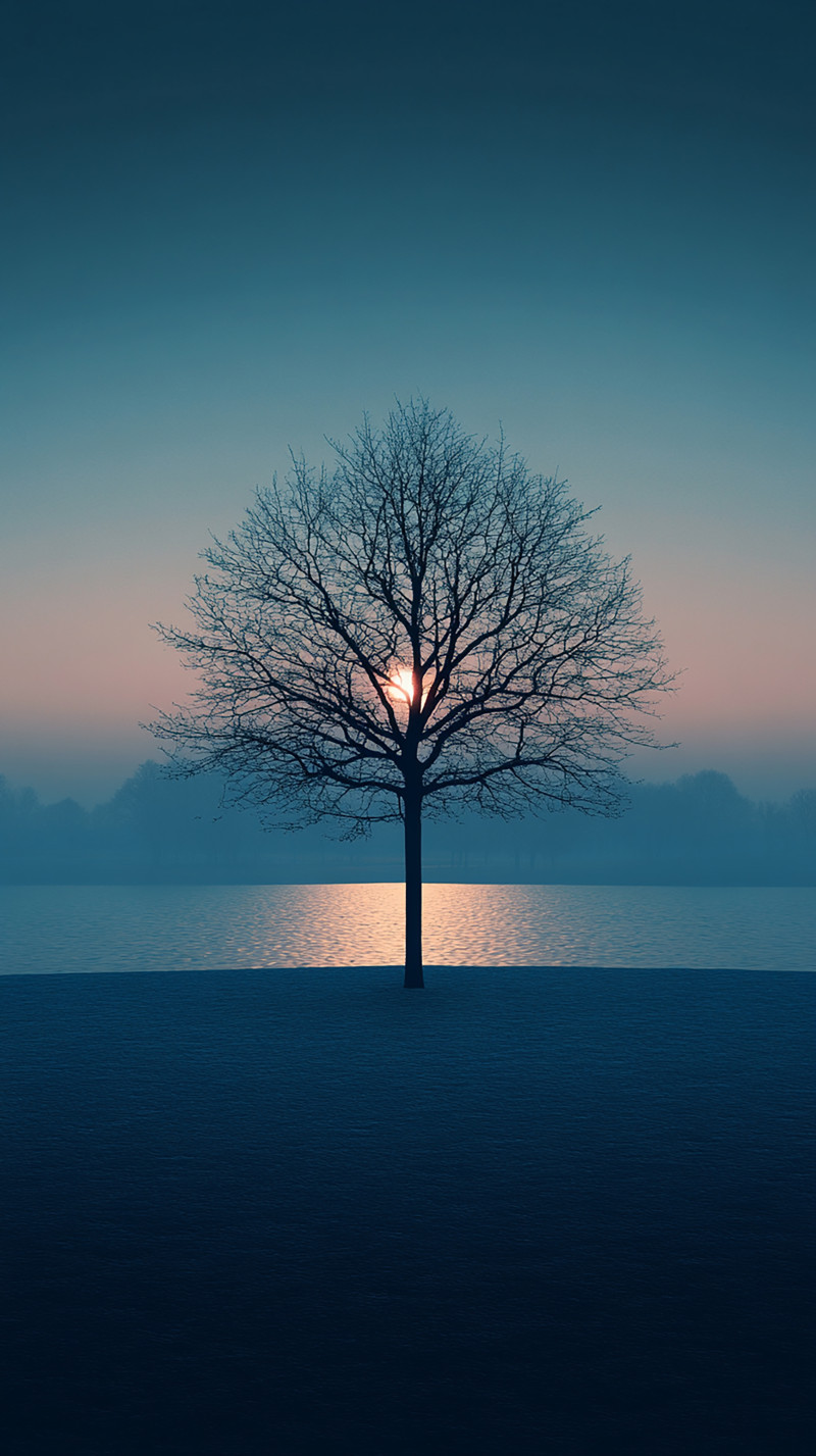 Solitary Sunset Tree