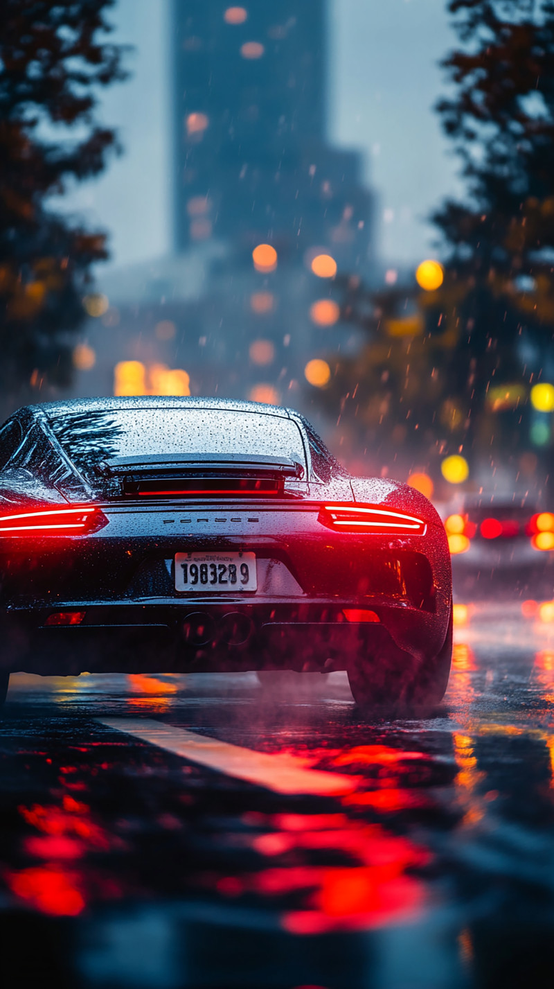 Porsche in the Rain