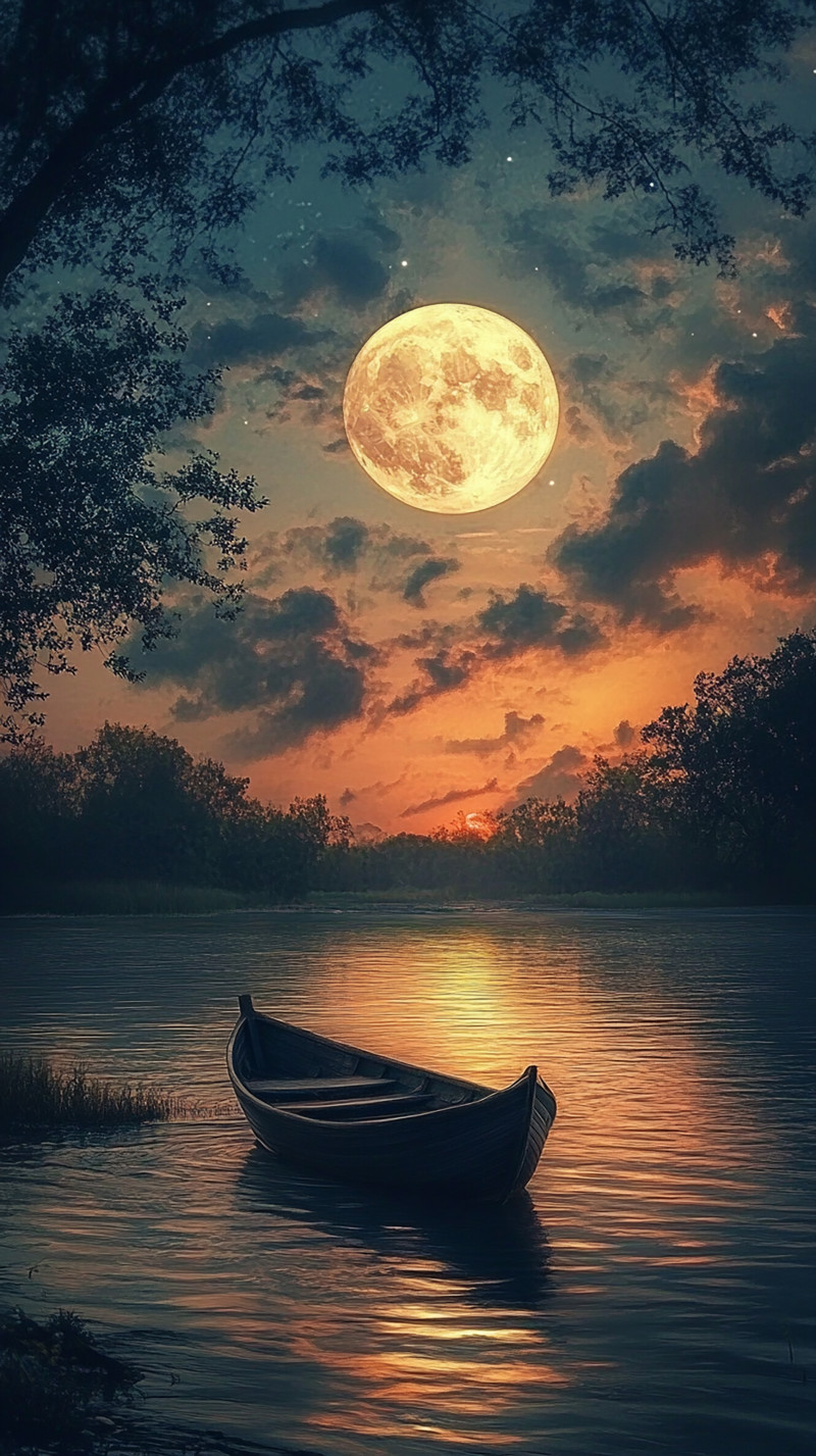 Moonlit Lakeside Solitude